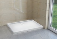 H2O Nero D Slim (lapos) szögletes, aszimmetrikus akril zuhanytálca 100x80x5,5 cm + ajándék szifonnal