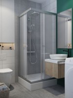 Radaway Projecta C 80x80 cm szögletes, tolóajtós zuhanykabin, Fabric (intim, nem átlátszó) üv