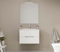 Savini Iris 80 cm komplett fürdőszobabútor SZETT, magasfényű fehér színben, mosdóval, tükö