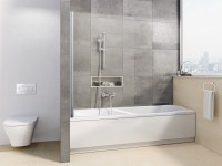 Ravak PVS1-80 fix, keret nélküli kádparaván, fényes króm profil + átlátszó üveg