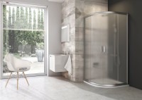 Ravak Blix BLCP4 íves 80x80 cm tolóajtós zuhanykabin, fényes króm kerettel, Grape üveggel