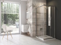 Ravak Blix BLRV2 szögletes 90x90 cm tolóajtós zuhanykabin, fényes króm kerettel, átlátszó üveggel