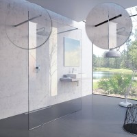 Ravak Walk-In Free zuhanyfal 120 cm, fényes króm vagy fekete merevítővel