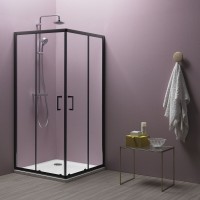 Kolpa San Eco Quat TKK Black szögletes zuhanykabin 90x90 cm 2 tolóajtóval, fekete kerettel, átl