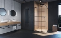 Radaway Modo New Black II Factory Walk-in zuhanyfal, átlátszó üveggel, matt fekete profillal