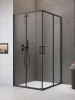 Radaway Premium Pro Black KDD 80x80 cm szögletes zuhanykabin, dupla tolóajtóval, átlátszó üveggel, E