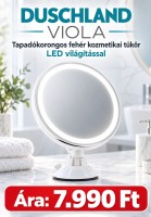 Duschland Viola tapadókorongos kozmetikai sminktükör, 3x nagyítással, LED világítással