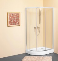 Kolpa San SQ Line TKP 80x100 cm íves zuhanykabin jobbos, balos, fehér kerettel, átlátszó üveggel
