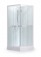 Sanipro Simple Square komplett, 90x90 cm szögletes zuhanykabin hátfallal, tálcával, zuhanyszette