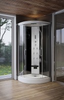 Sanimix Hidromasszázs zuhanykabin elektronikával 90x90x215 cm, fekete hátfalüveg, zuhanytálcáv