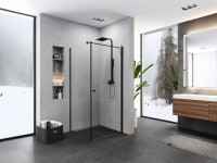 Roltechnik New Trendy Superia Black 90x90 cm szögletes zuhanykabin egyszárnyú ajtóval oldalfalla