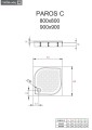 Radaway Paros C műmárvány, szögletes zuhanytálca 90x90 cm, lábbal és szifonnal együtt