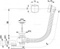 Alcaplast A51CRM Automata kád le- és túlfolyó szett szifonnal, szögletes tekerőgombbal, króm