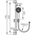 Ferro Horn Black rudas zuhanyszett, 3 funkciós zuhanyfejjel, fekete N370BL-B