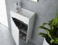 New Trendy Micra fali fürdőszobabútor kerámia mosdóval együtt, fényes fehér színben, jobbos