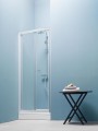 Kolpa San Luna TVZ/S 80 önálló zuhanyajtó összecsukható ajtószárnyakkal, ezüst profil, átl