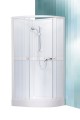 Sanipro Simple komplett, 80x80 cm íves zuhanykabin hátfallal, zuhanytálcával és zuhanyszettel e