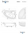 Besco Bianka 150x90 cm jobbos vagy balos akril aszimmetrikus kád