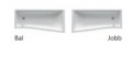 Ravak BeHappy II 170x75 cm aszimmetrikus akril kád, jobbos és balos kivitelben, fehér színben
